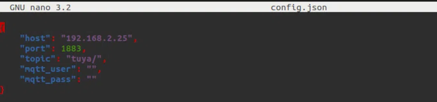 Tuya MQTT - config.json