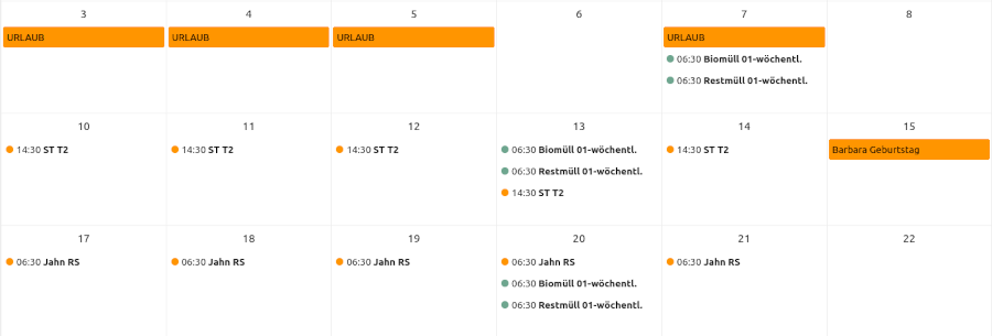 Kalender zum ausdrucken - Nextcloud Kalender