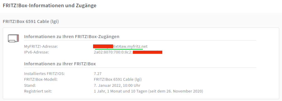 Myfritz - Fritzbox Zugang