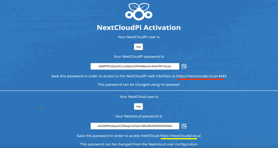 Nextcloud Aktivierungsseite