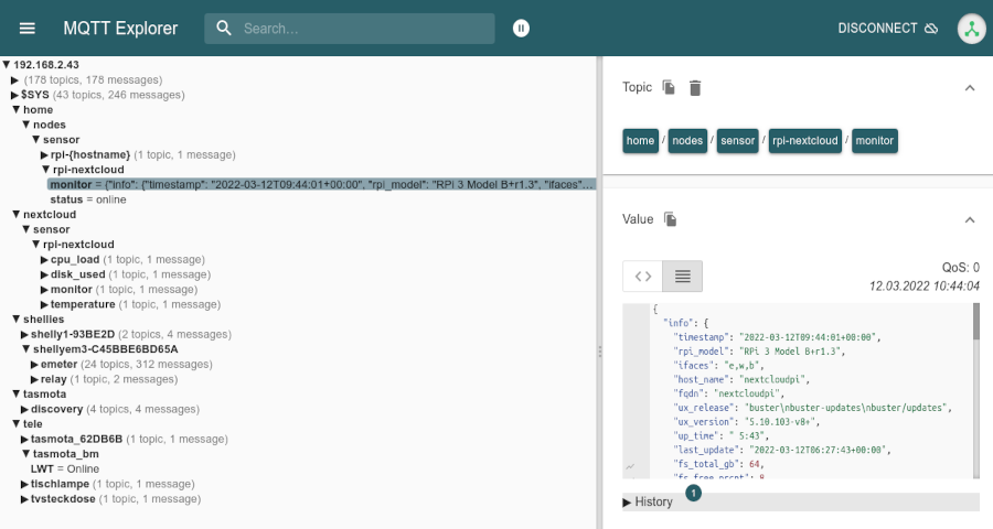 MQTT Explorer - Raspberry Pi MQTT Monitoring