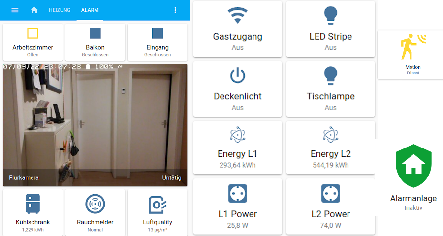 Home Assistant Kamera Integration - Oberfläche