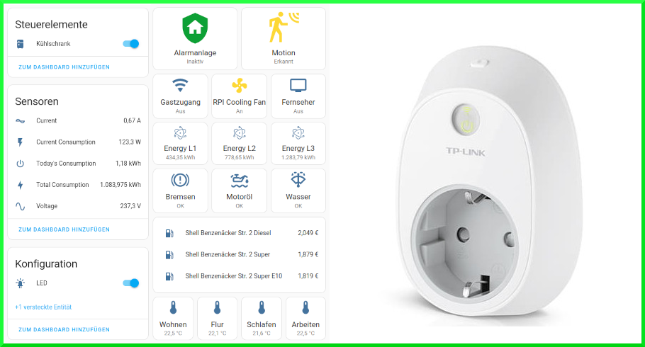 TP-Link HS110 Steckdose Integration in HA Dashboard