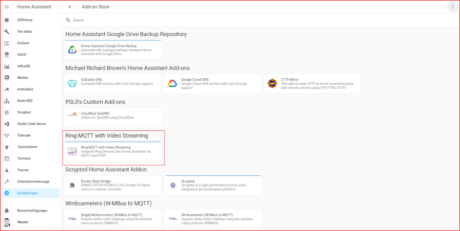 Ring Intercom per Repository in Home Assistant integrieren.
