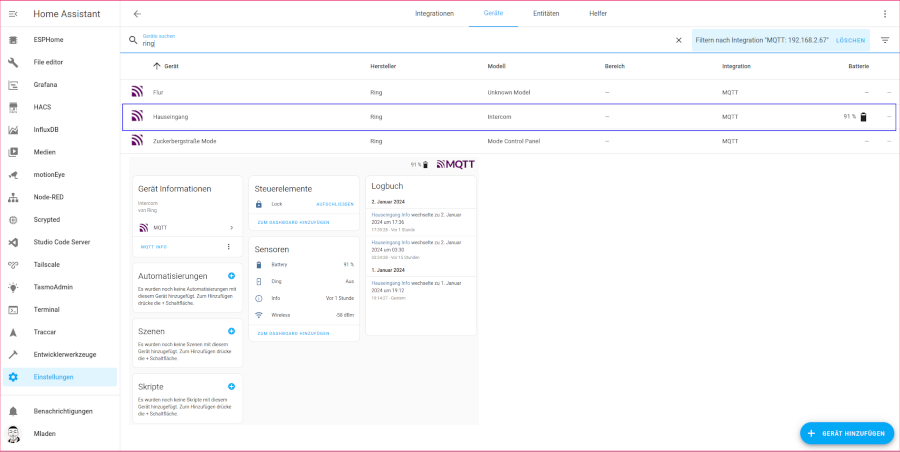 Home Assistant Ring MQTT Integration